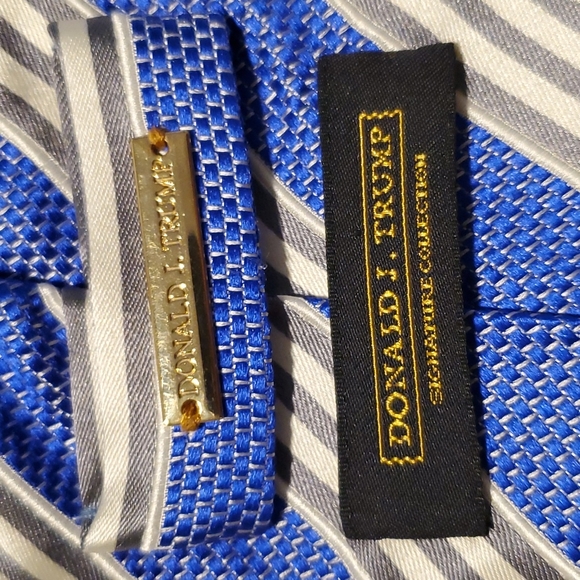Men's Blue, Silver and Grey Donald Trump Silk Tie - Picture 4 of 6
